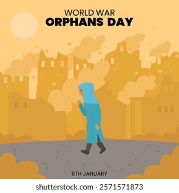 World War orphans day theme template. Vector illustration. Suitable for Poster, Banners, campaign and greeting card.