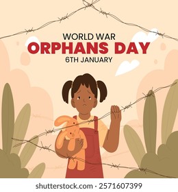 World War orphans day theme template. Vector illustration. Suitable for Poster, Banners, campaign and greeting card.