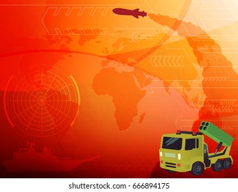 World war Rocket launcher background, vector illustration