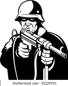 World war two german soldier pointing a gun