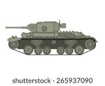 World War Two tank. British tank, side view. Vector scalable illustration.