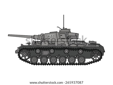 World War Two tank. German tank, side view. Vector scalable illustration.