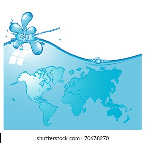 world in water