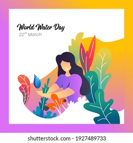 World Water Day 22 march poster with flat design style background