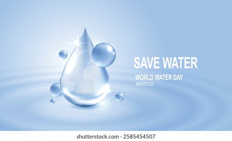 World Water Day. accelerating change and every drop matters. Saving water and world environmental protection concept. save water, clean renewable energy. water for peace. vector design.