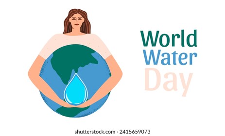 World water day background. Celebrate graphic background. Vector illustration in flat style. 