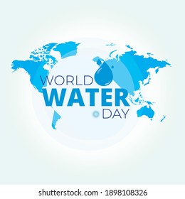 World Water Day with background globe for banner, poster or social media