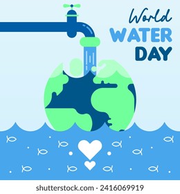 World water day background illustration. Flat world water day illustration. Water day web banner background