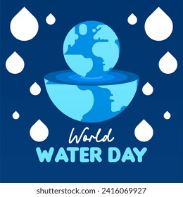 World water day background illustration. Flat world water day illustration. Water day web banner background
