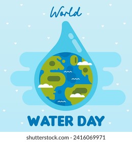 World water day background illustration. Flat world water day illustration. Water day web banner background