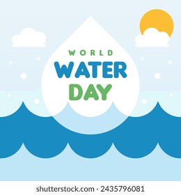 World water day background illustration. Flat world water day illustration. Water day web banner background