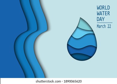 world water day background on papercut style vector