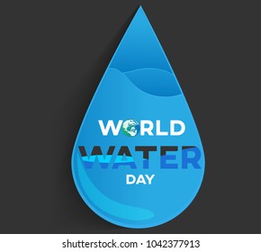 world water day black background , greeting card or poster for campaign save water