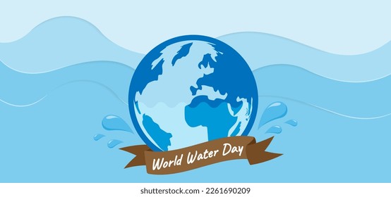 World Water Day with blue background. Vector illustration