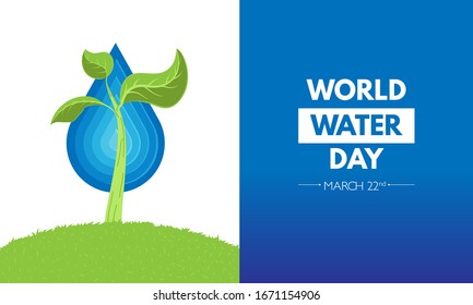 World Water Day Campaign March 22nd suitable for a card poster or a post ecology concept vector banner template