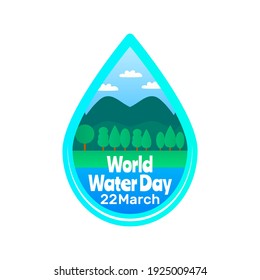 Día mundial del agua para la campaña salve agua y fondo blanco. Ilustración del vector