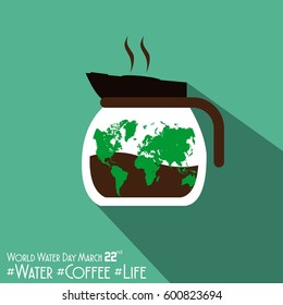 World Water Day Campaign. Suitable for Greeting Card and Poster For Coffee Lover