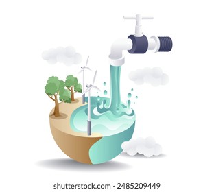 World Water Day Celebrate Water Conservation infographics isometric illustration