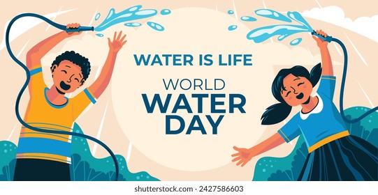 World Water Day Celebration. Happy Water day background. March 22. Cartoon Vector illustration design for Poster, Banner, Flyer, Card, Cover, Post, Campaign. water drop. save the water concept.
