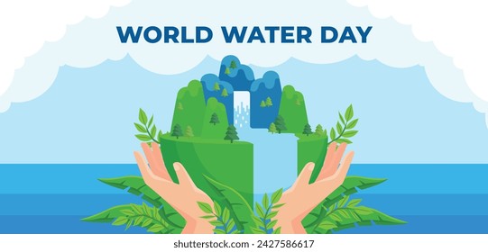 World Water Day Celebration. Happy Water day background. March 22. Cartoon Vector illustration design for Poster, Banner, Flyer, Card, Cover, Post, Campaign. water drop. save the water concept.