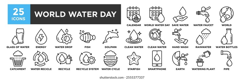 World Water Day collection set. Containing design  Save Water, Water Faucet, Clean Water