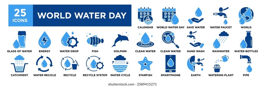 World Water Day collection set. Containing design World Water Day, Save ,Faucet, Clean 
