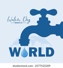 World Water Day Concept. Bold faucet design symbolizing water scarcity and environmental protection. Supporting earth day and water-saving awareness.