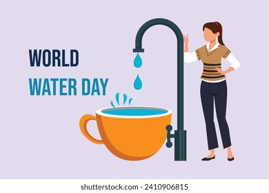 Concepto del Día Mundial del Agua. Ilustración vectorial plana de color aislada.