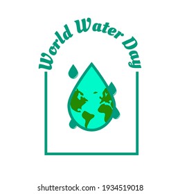 World water day concept with water drop and white Background. Vector illustration