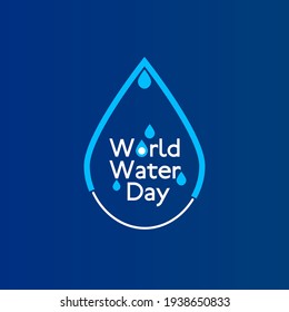 World water day concept with water drop and blue Background. Vector illustration