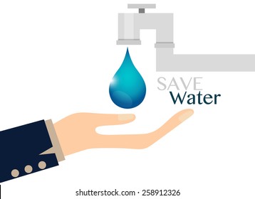 World water day concept with water drop. Vector illustration.