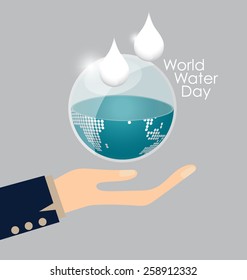 World water day concept with water drop. Vector illustration.