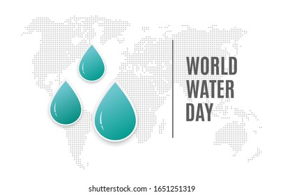 World water day concept with a drops of water and map