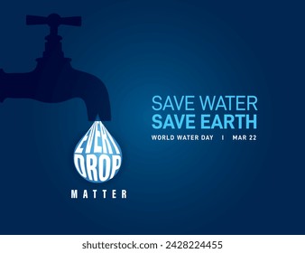 World Water Day Concept. Every Drop Matters. Saving water and world environmental protection concept- Environment day and earth day.