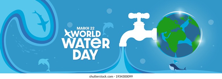 World Water Day Concept Globe Sea Stock Vector Royalty Free