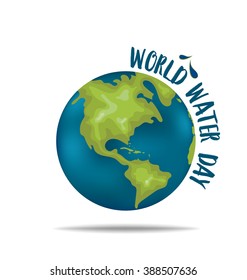 World water day concept with globe. Vector illustration.