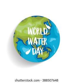 World water day concept with globe. Vector illustration.