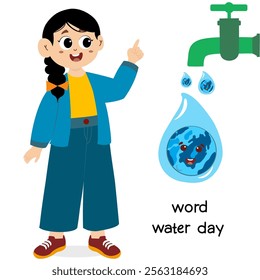 World water day concept. Little kid playing with water, world water day concept. Concept Of Word Water Day