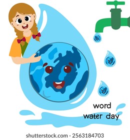 World water day concept. Little kid playing with water, world water day concept. Concept Of Word Water Day