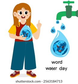 World water day concept. Little kid playing with water, world water day concept. Concept Of Word Water Day