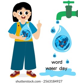 World water day concept. Little kid playing with water, world water day concept. Concept Of Word Water Day