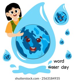 World water day concept. Little kid playing with water, world water day concept. Concept Of Word Water Day