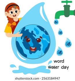 World water day concept. Little kid playing with water, world water day concept. Concept Of Word Water Day