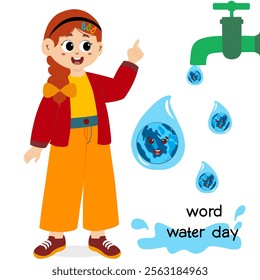 World water day concept. Little kid playing with water, world water day concept. Concept Of Word Water Day