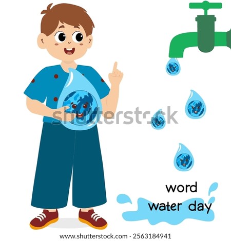World water day concept. Little kid playing with water, world water day concept. Concept Of Word Water Day