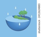 World water day concept. Realistic 3d object cartoon style. Vector colorful illustration.