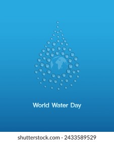 World Water Day Concept, Save water save world, Water drop icon, vector illustration.