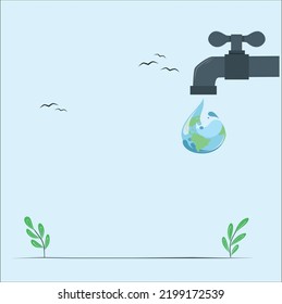 World Water Day Concept. Saving water and world environmental protection concept- Environment day. concept of ecology day. Save water, save earth. World water day concept vector illustration. vector
