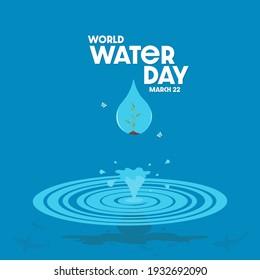Concepto del Día Mundial del Agua. Ilustración vectorial de la caída de agua.