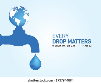 World water day concept vector illustration. Every Drop Matters. Save water, save earth. Saving water and world environmental protection concept- Environment day